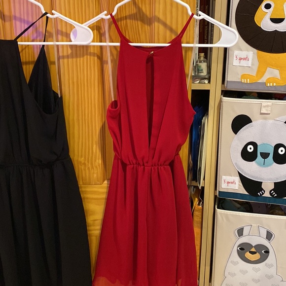 Bundle of 2 Dresses. Red halter open back dress and Black racer back dress - Picture 6 of 7